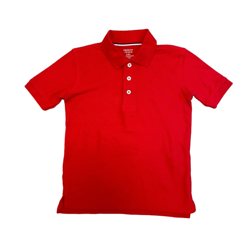 French Toast red uniform pique polo shirt size small 6/7 cotton blend